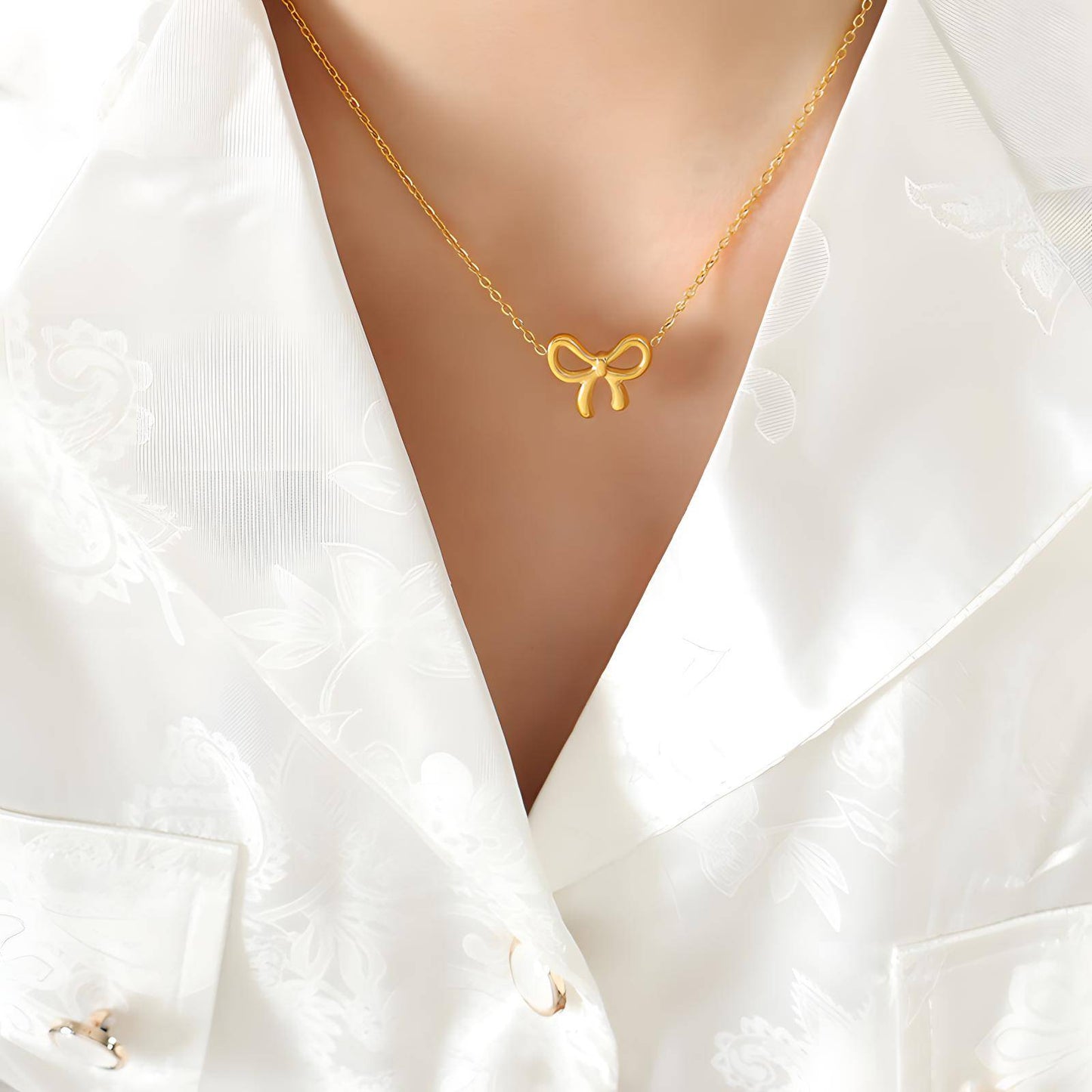 Speelse strikketting van roestvrij staal met goudlaag – waterdicht & hypoallergeen, 40 + 5 cm verstelbaar