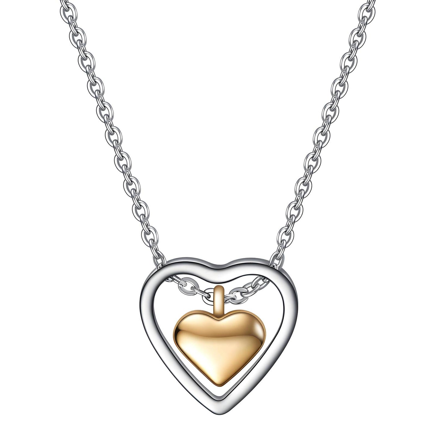 Elegante dubbele hartketting van roestvrij staal met goudcoating – Waterdicht & Hypoallergeen, 50 cm verstelbaar