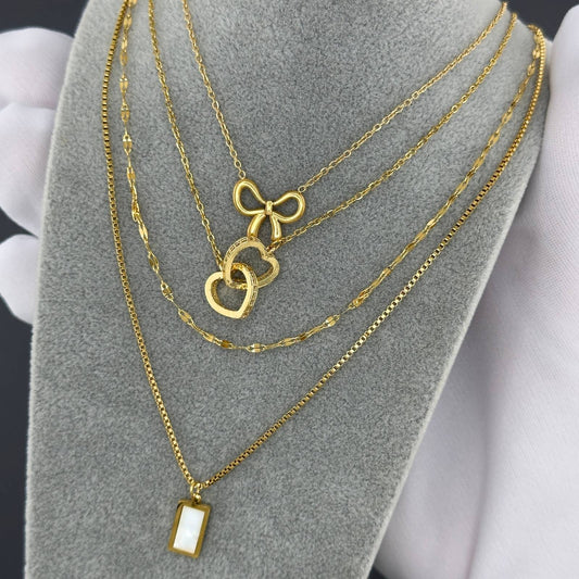Speelse strikketting van roestvrij staal met goudlaag – waterdicht & hypoallergeen, 40 + 5 cm verstelbaar