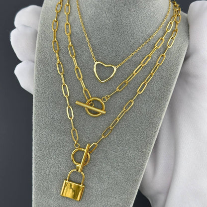 Minimalistische 18K vergulde roestvrijstalen ketting met hangslotbedel