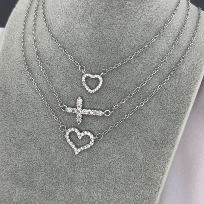Roestvrijstalen hartketting met zirkonia steentjes