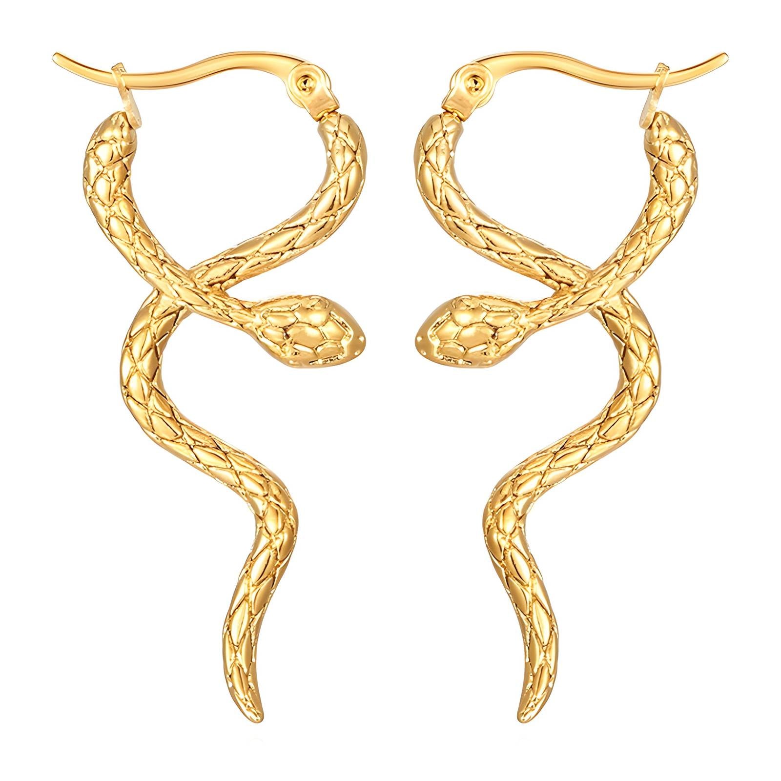 18K Goldplattierte Edelstahl für langanhaltenden Glanz, Schlankes, mystisches Schlangendesign mit funkelnden Zirkonias