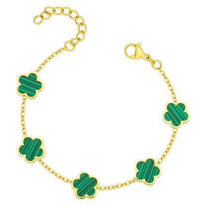 Exquise 18K vergulde armband met groene bloemen