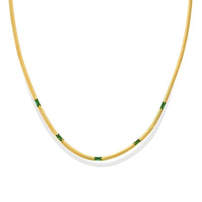 18K vergulde roestvrijstalen ketting met groene zirkonia