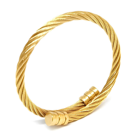 18K verguld roestvrijstalen armband in minimalistisch luxueus open ontwerp