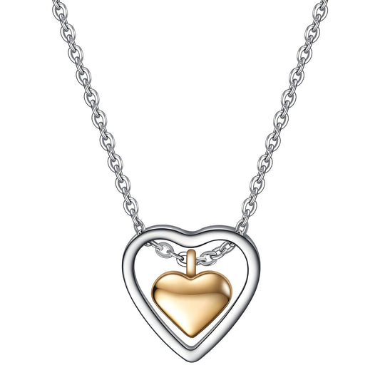 Elegante dubbele hartketting van roestvrij staal met goudcoating – Waterdicht & Hypoallergeen, 50 cm verstelbaar