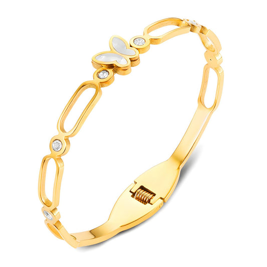 18K verguld roestvrijstalen armband met zirkoniastenen – Elegantie in vlinderdesign